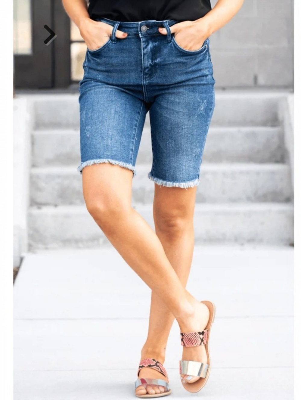 Judy Blue CutOff High-Rise Denim Bermuda Shorts XL